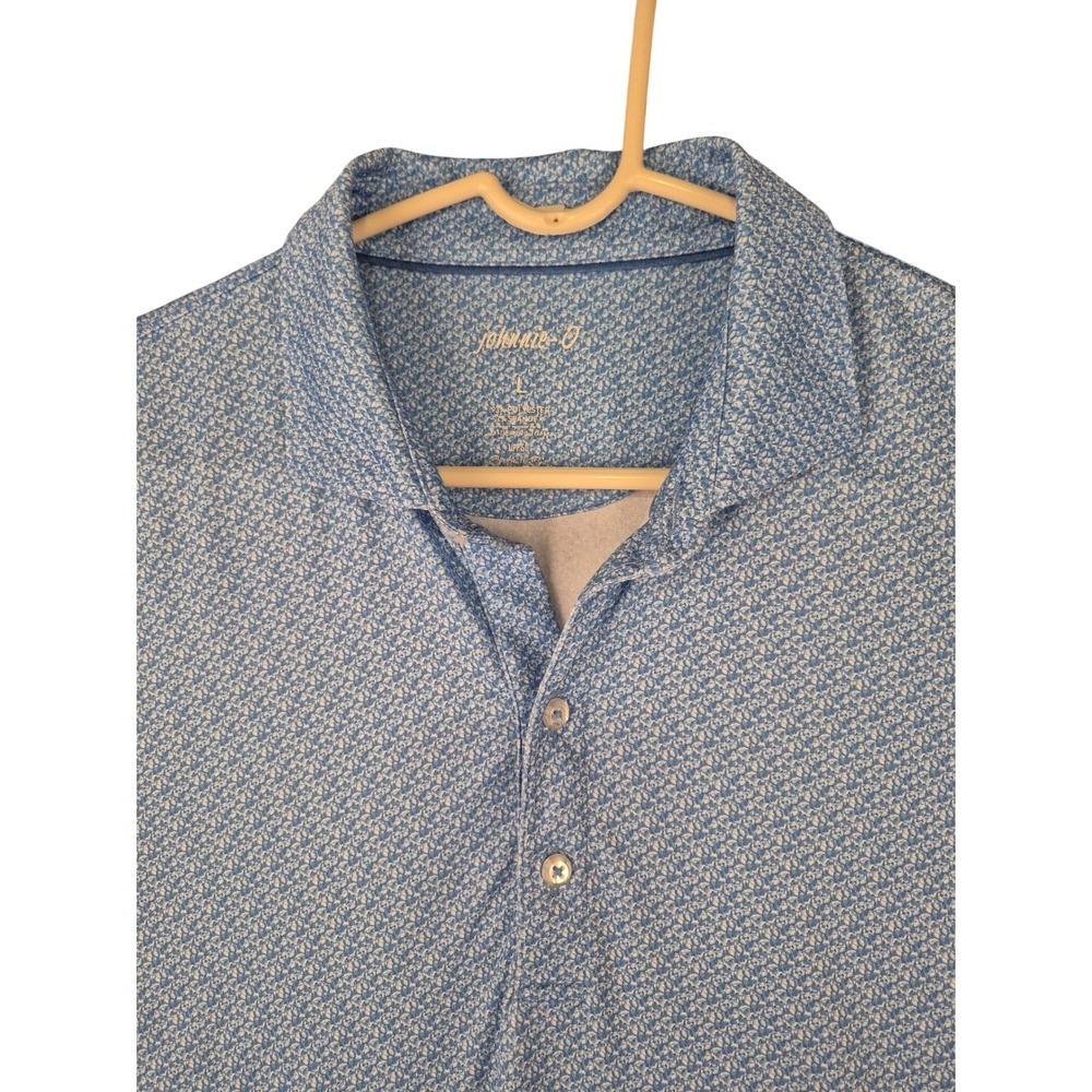 Johnnie-O Mens Zazu Performance Polo Shirt Blue Pipeline Acorn Cup JMP06950 L
